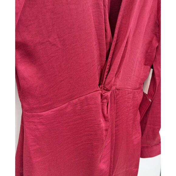 NWT Mila Mae Dress Wine Red Long Sleeve Maxi Knot Front Sz M - Picture 5 of 16